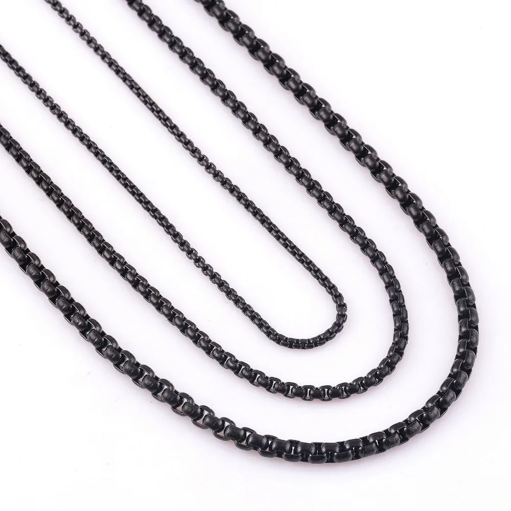 

Customize Length 2/3/4/MM Width Stainless Steel Black Curb Cuban Chain Necklace For Men and Women Waterproof Jewelry Wholesale