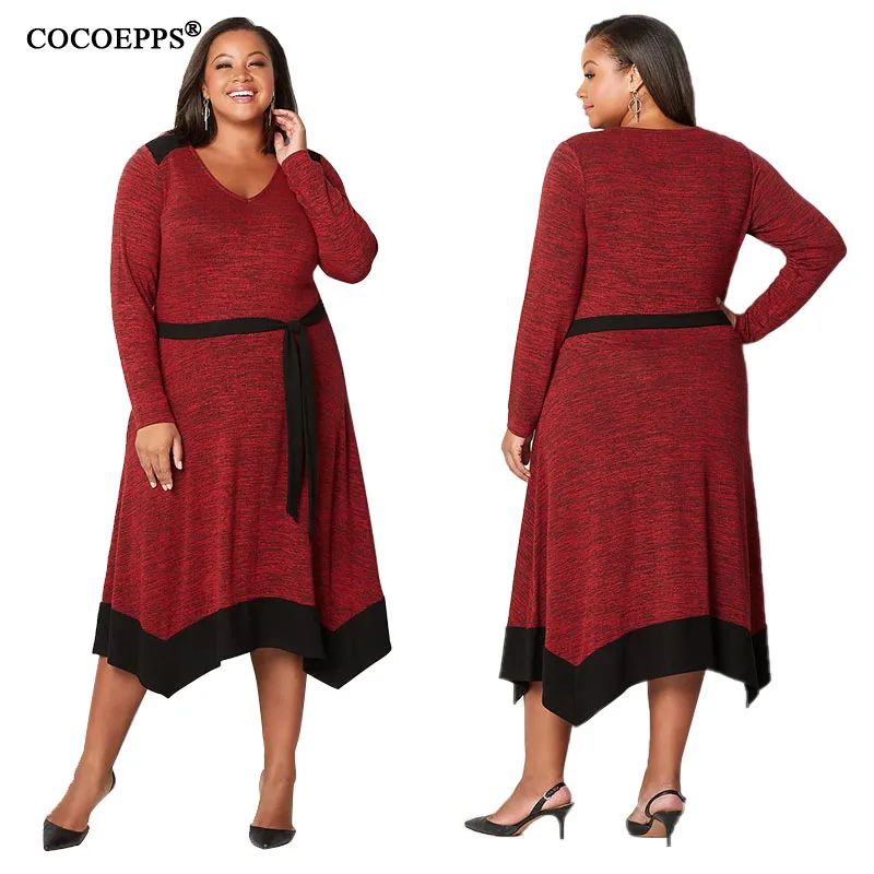 4XL 5XL 2019 Spring Plus Size Women Dress Winter Female Casual Big Long Elegant Large Lady Office Party Dresses | Женская одежда