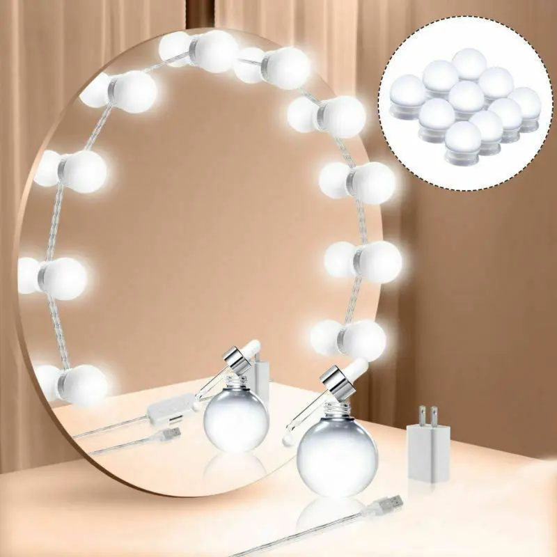 

Hollywood Dimmable USB 10 LED Light Bulbs Kit for Vanity Makeup Mirrors Dressing