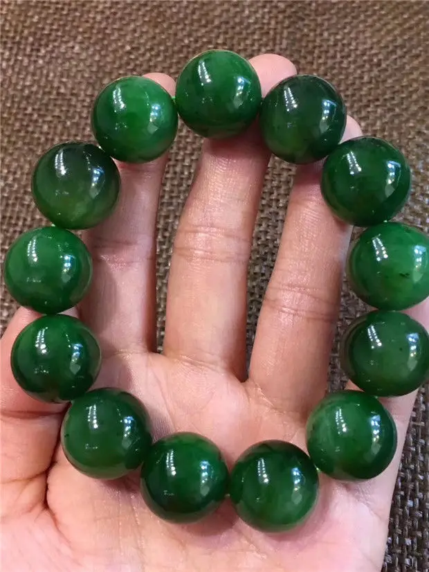 FREE SHIPPING Natural Russian Spinach Green Jasper Beads Stretch Bracelet 17.5mm AAAA | Украшения и аксессуары