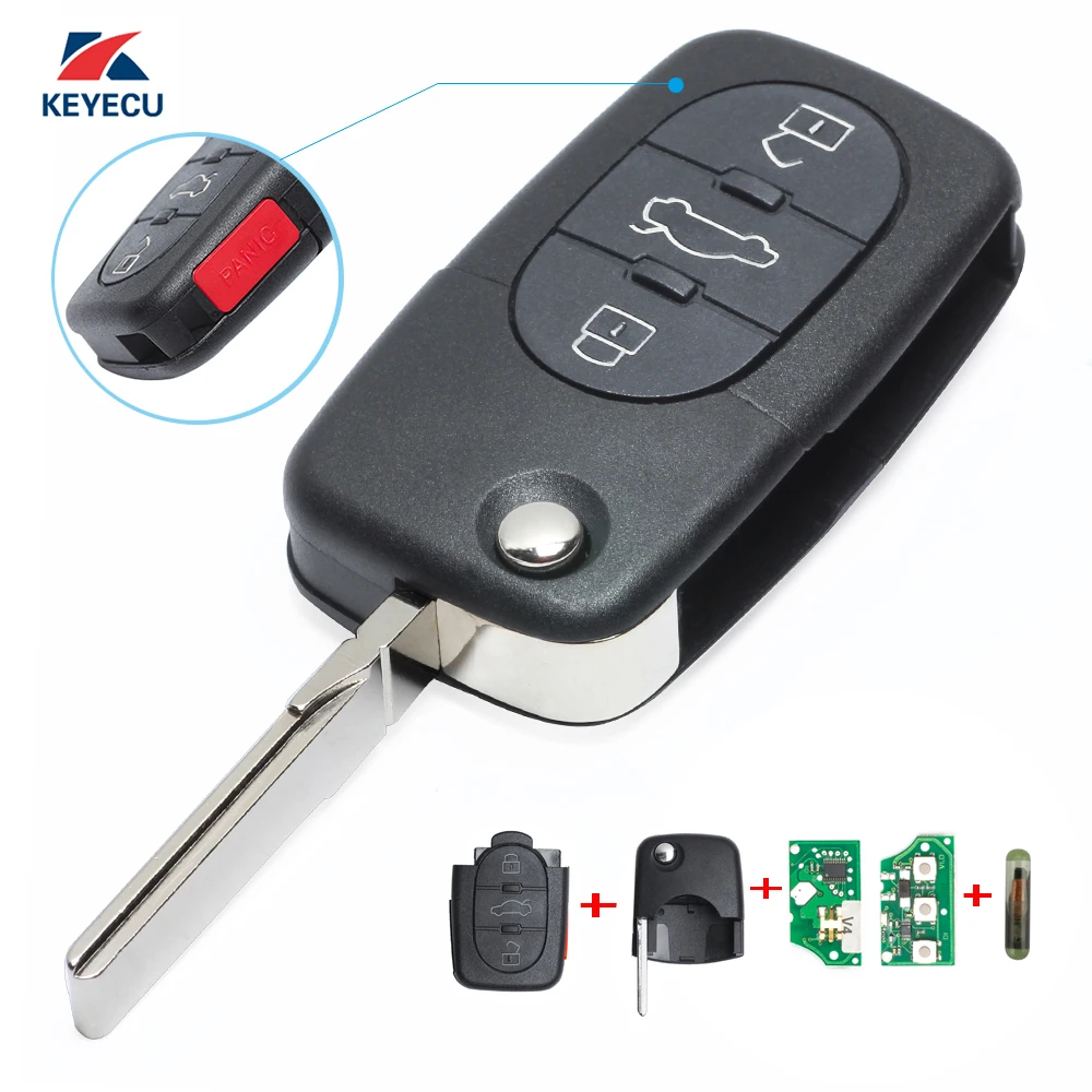 Запасной флип накопитель KEYECU 315 МГц ID48 для VW Volkswagen Jetta Beetle Passat Golf 1998 2001 1J0 959 753 F|Ключ