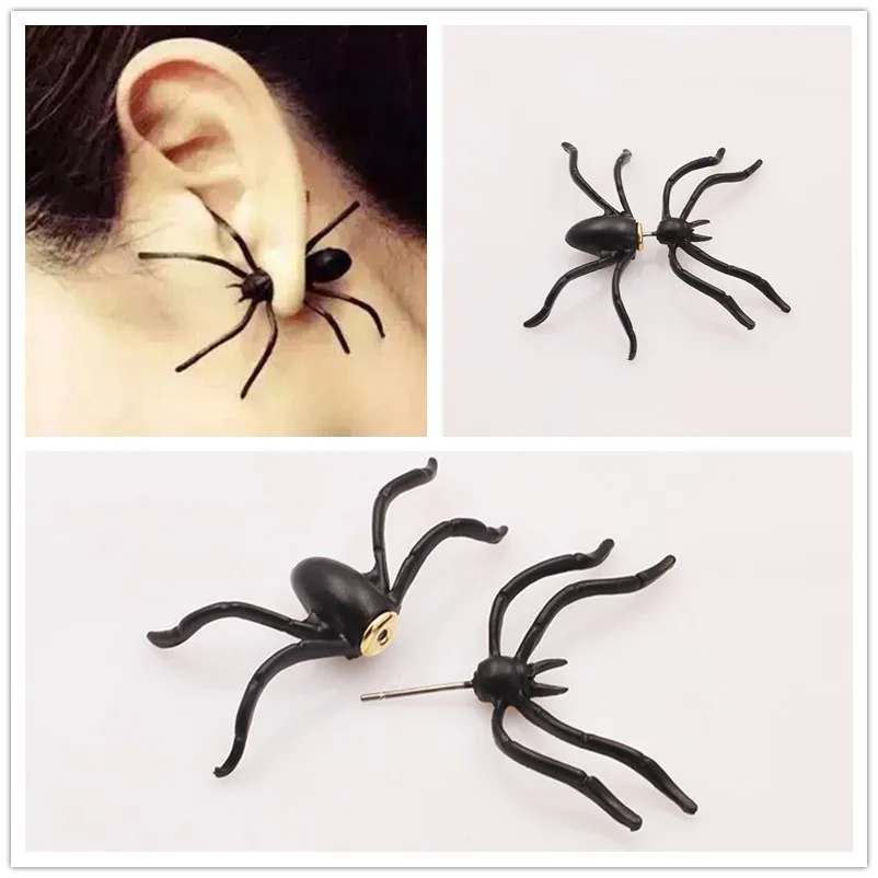 Серьги с животными в стиле панк черные большие серьги пауком модные корейские из
