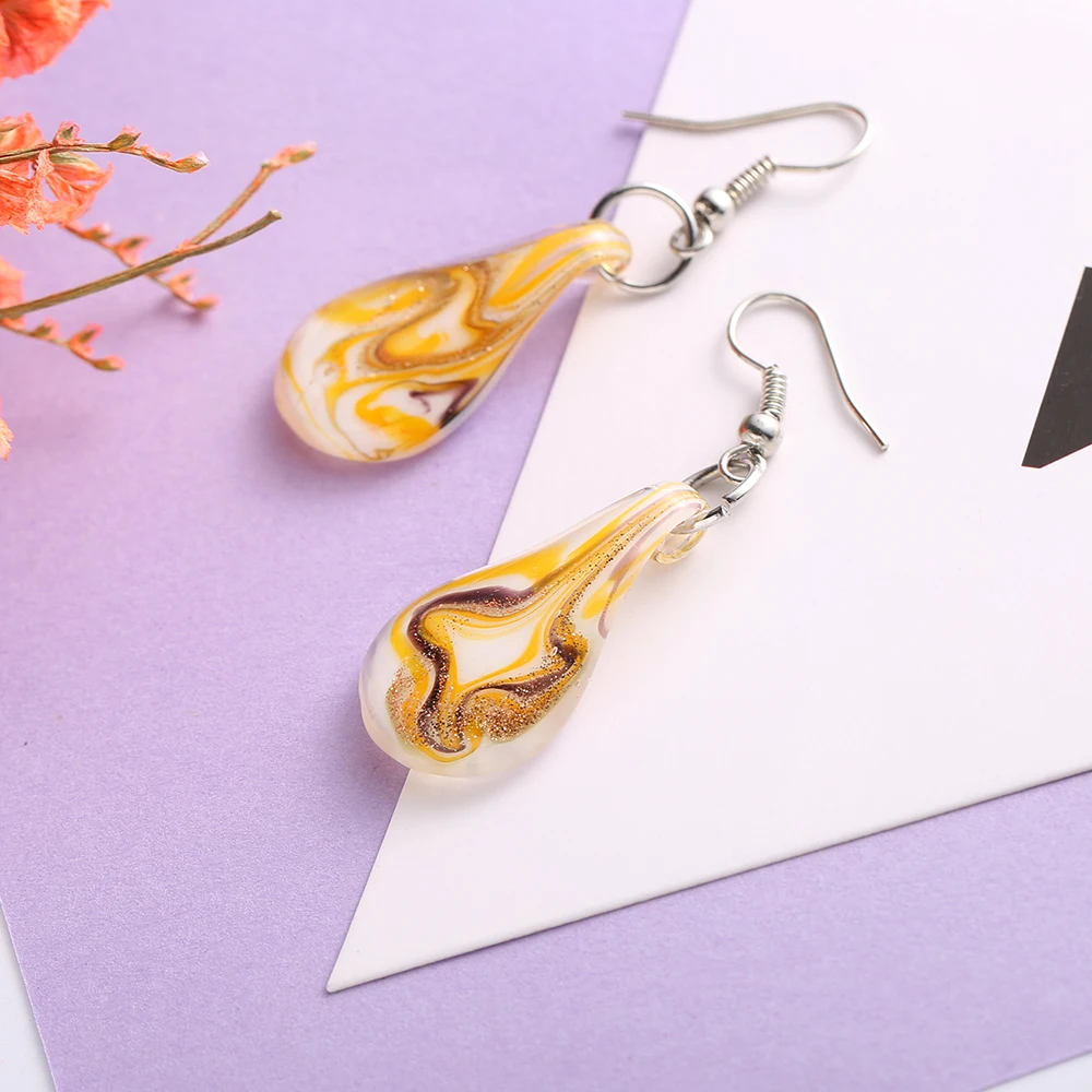 BOEYCJR Yellow Spiral Glass Drop Earrings Handmade Fashion Jewelry Hook Novel Party Dangle for Women 2018 | Украшения и