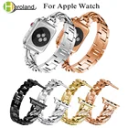 Браслет для часов Apple Watch band 38 мм42 мм40 мм 44 мм, браслет из нержавеющей стали со стразами для iwatch series 4 band, черный