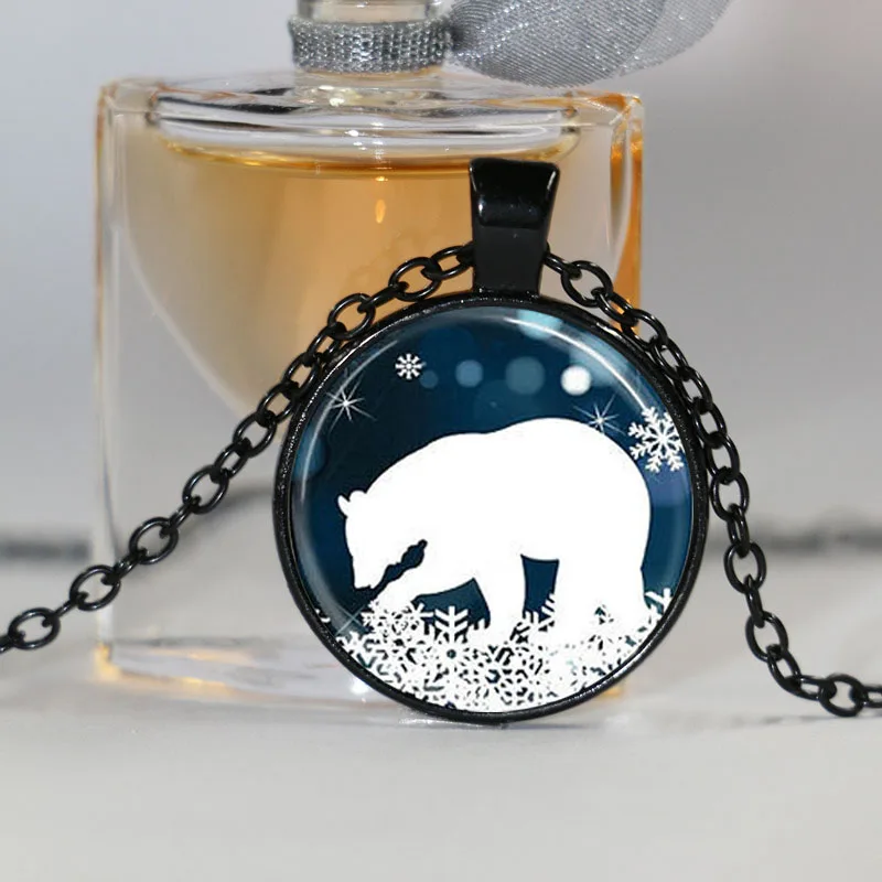 Винтажная подвеска в виде полярного медведя ожерелье стиле стимпанк с синими и