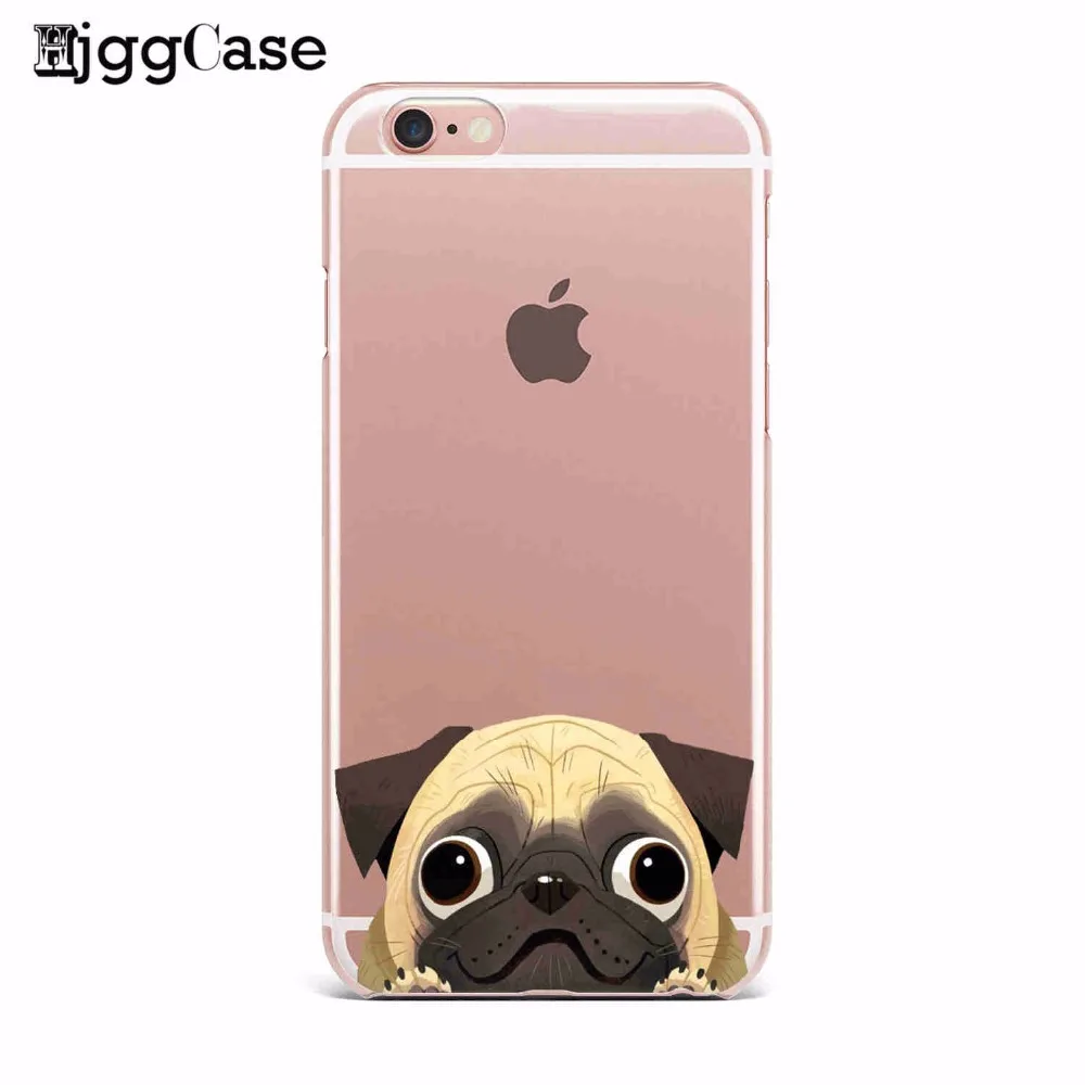 Мягкий чехол для iPhone X 7 6 6S Plus 5 5S SE 8 с изображением милого Щенка Мопса кролика кота