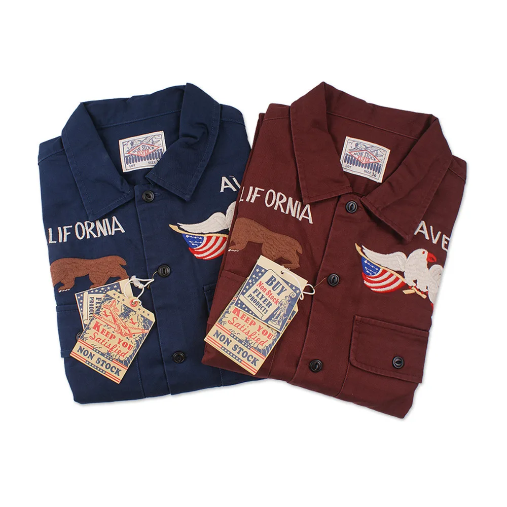 Осень Зима холст вышивка с длинным рукавом рубашка мужская карго Camisa Chemise Homme