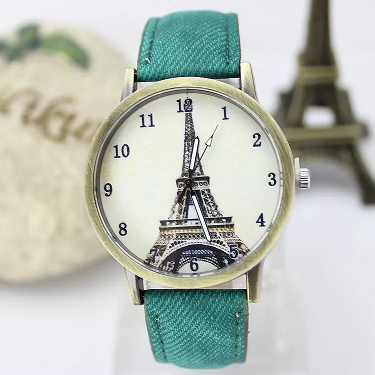 2015 стильный мужской кварцевые часы спортивные джинсовой ткани женщины одеваются