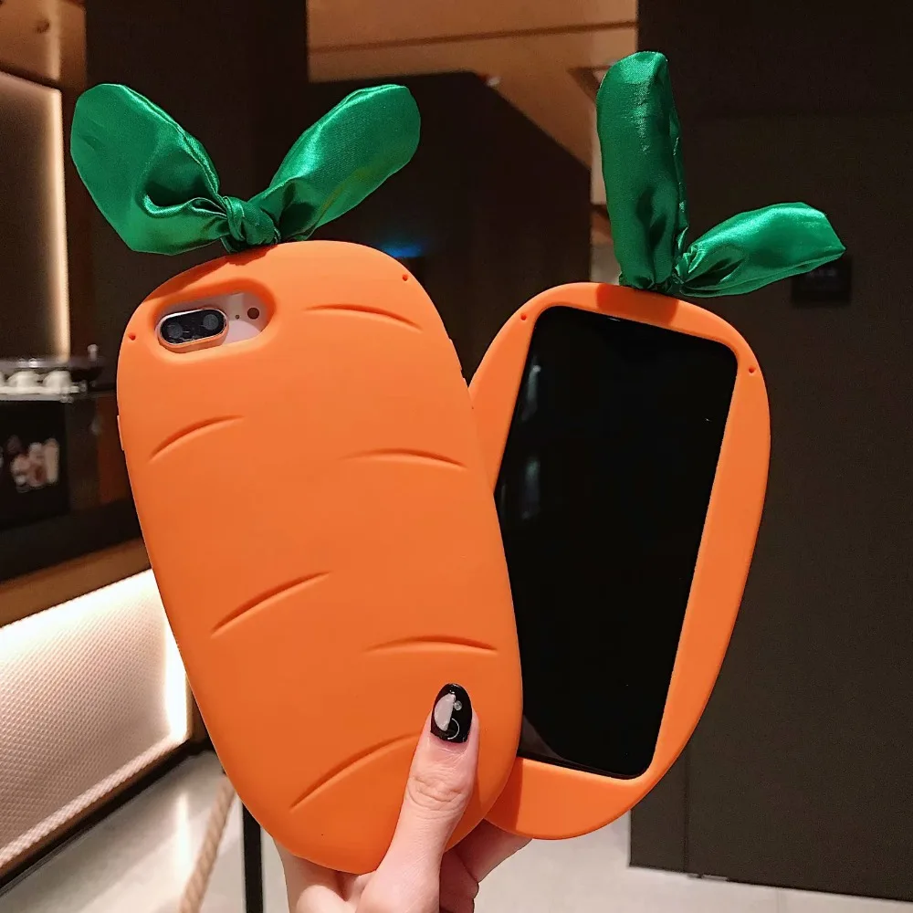 Чехол с морковкой для Apple iPhone XR XS X 6 6S 7 8 Plus 3D мультяшный резиновый мягкий