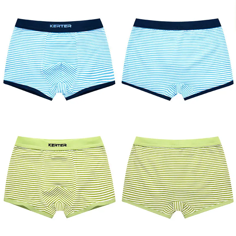 Трусы боксеры для мальчиков 4 шт./лот нижнее белье в полоску детские шорты мягкие