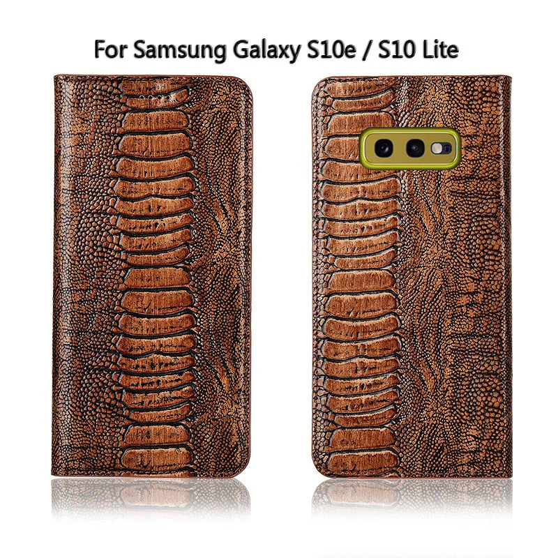 Роскошный чехол-подставка из кожи страуса для samsung Galaxy S10/S10 Plus S10e S10+ чехол из натуральной воловьей кожи чехол для телефона