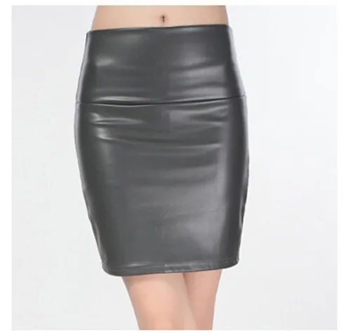 Dark grey HimanJie модная облегающая Сексуальная Женская облегающая юбка из искусственной кожи, короткая мини-юбка, черные юбки-карандаш размера плюс для женщин, Saias Femininas - Цвет: Dark grey