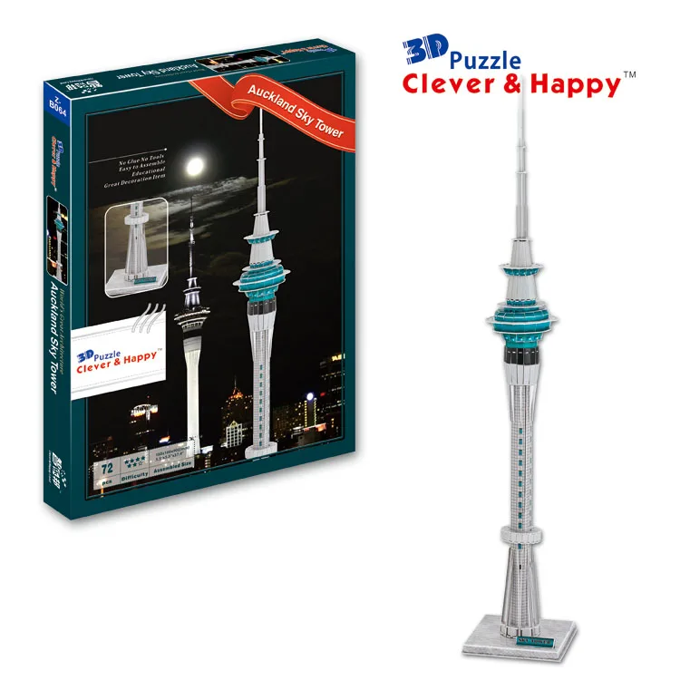 

2013 new clever&happy land 3d puzzle model Auckland Sky Tower adult drawings diy model for boy paper learning & education
