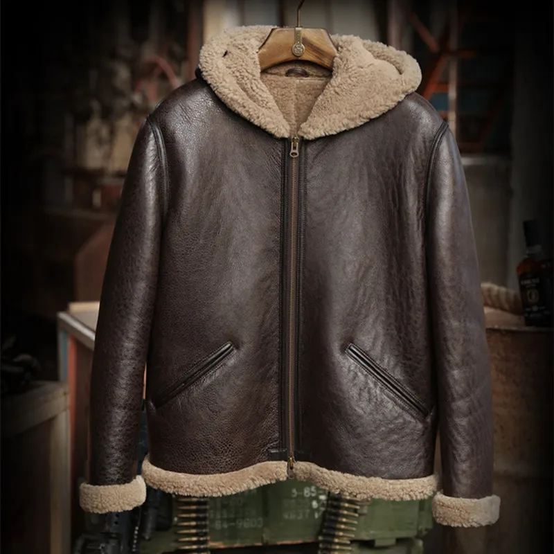 Мужское пальто из натуральной кожи куртка верхняя одежда с капюшоном оригинал