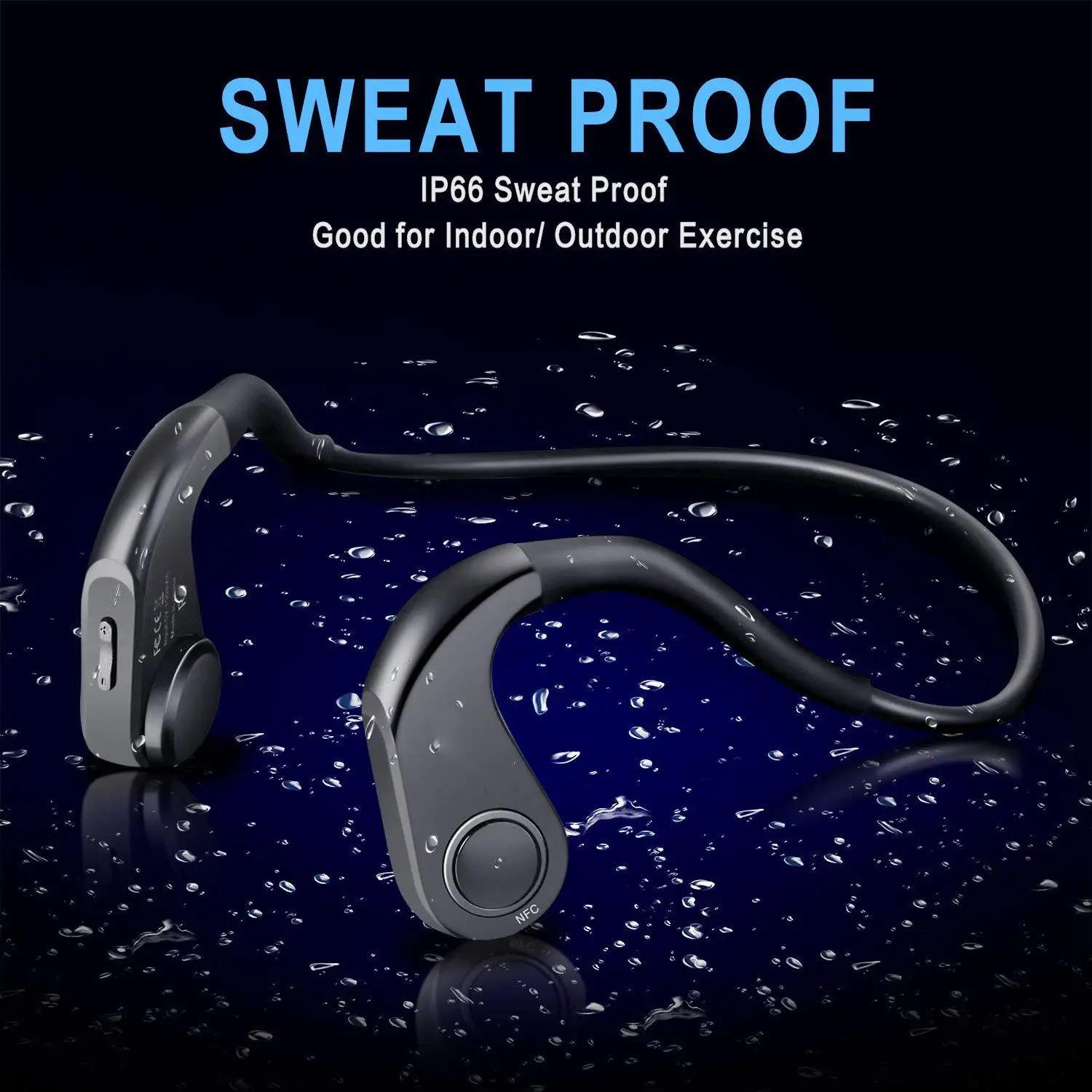 Беспроводные Bluetooth наушники с костной проводимостью спортивные влагозащитой IP66