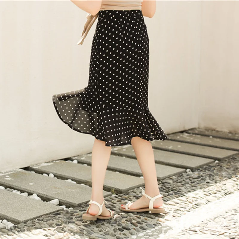 Heydress 2019 summer vintage polka dot asymmetrical ruffles trumpet mermaid ladies skirts high waist knee length women | Женская одежда