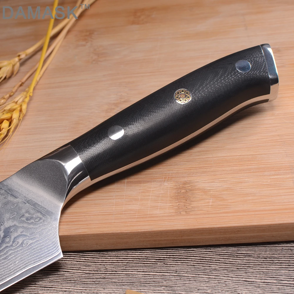 DAMASK японский VG10 дамасский стальной кухонный нож 7 дюймов нож Santoku G10 Ручка дамасский нож красивый узор кухонные инструменты
