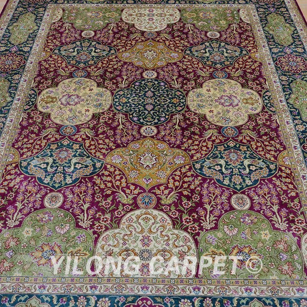 Yilong 5 'x 7' персидский шелковый ковер темно-синий традиционный Восточный