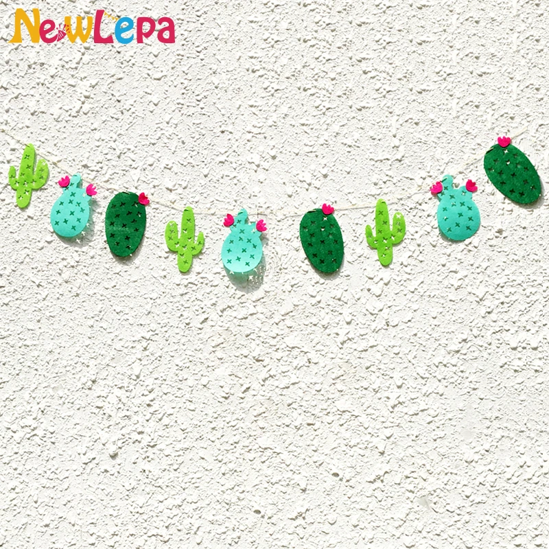 Забавный зеленый тропический нетканый материал кактус гирлянда баннер фото