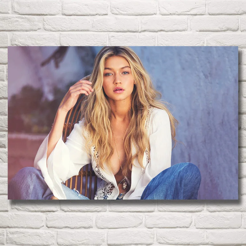 FOOCAME Gigi Hadid девушка супер модель искусство Шелковые Плакаты и принты Живопись Домашний декор настенные картины для гостиной 24x36 дюймов
