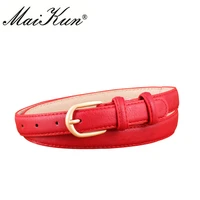 maikun thin belts for women belt female gold pin buckle pu leather belt for jeans