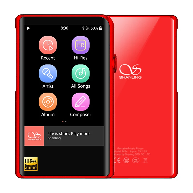 SHANLING M2x без потерь Музыкальный Автомобильный MP3 плеер Bluetooth сбалансированный выход HiFi Качество звука портативный MP3 плеер - Цвет: Red