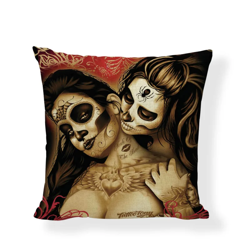 Украшение для дома в готическом стиле|sugar skull cushion covers|cushion coverskull cover |