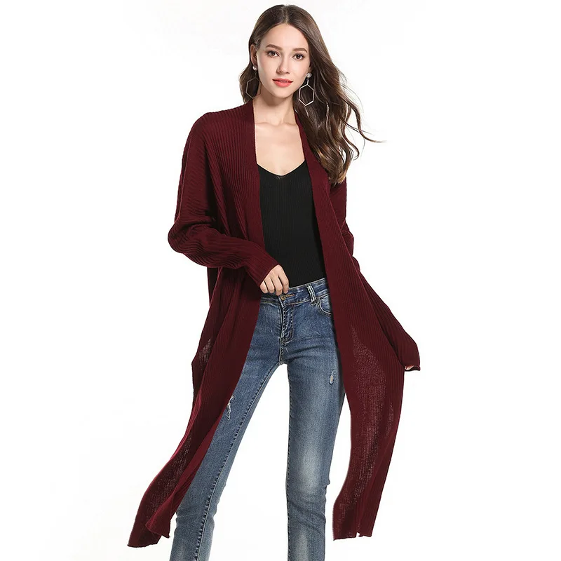 

2019 Autumn And Winter New Pattern Irregular Knitting Cardigan Woman Fashion Suit-dress Long Sleeve Sweater Loose Coat