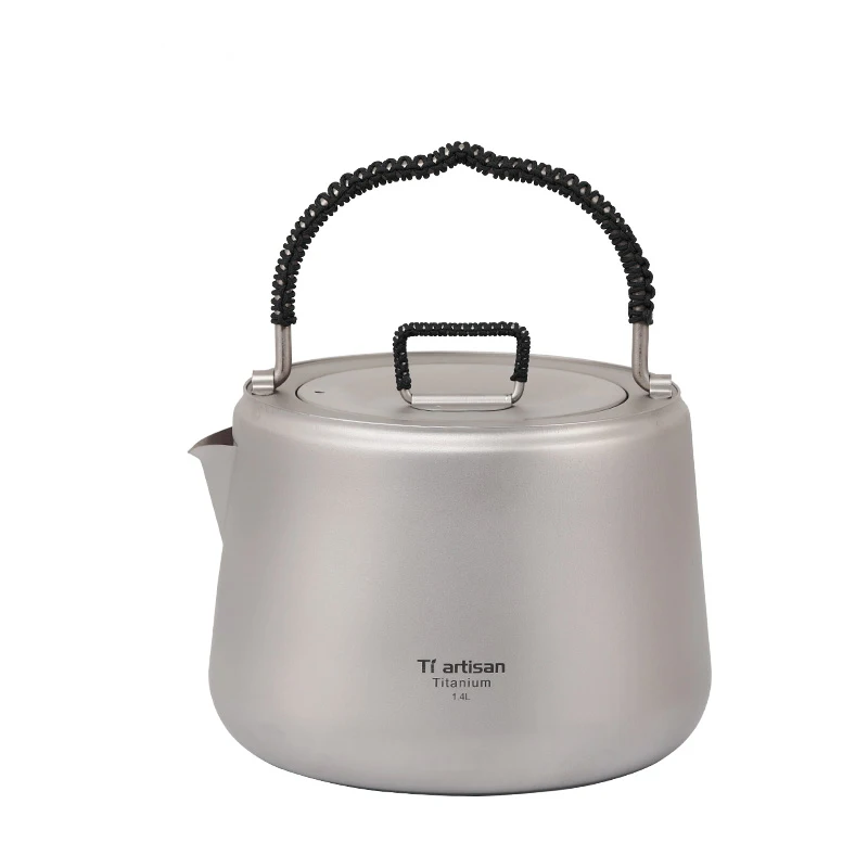 Online Tiartisan Titanyum Şişe Ultralight Açık Su Isıtıcısı Kamp Piknik Su Demlik Cezve 1.4L Titanyum Ta9001 Dropshipping