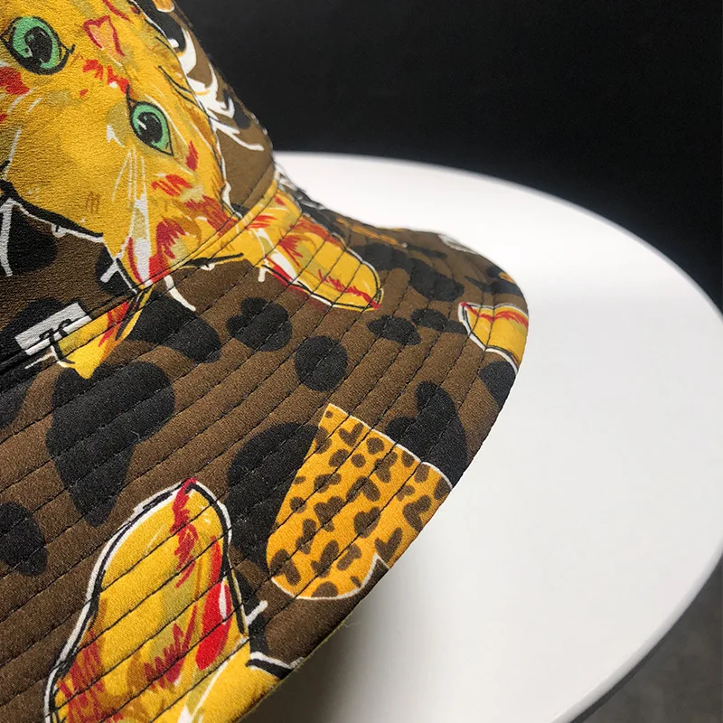 Шляпа для мужчин и женщин осень зима 2019 новая Рыбацкая шляпа с рисунком кошки