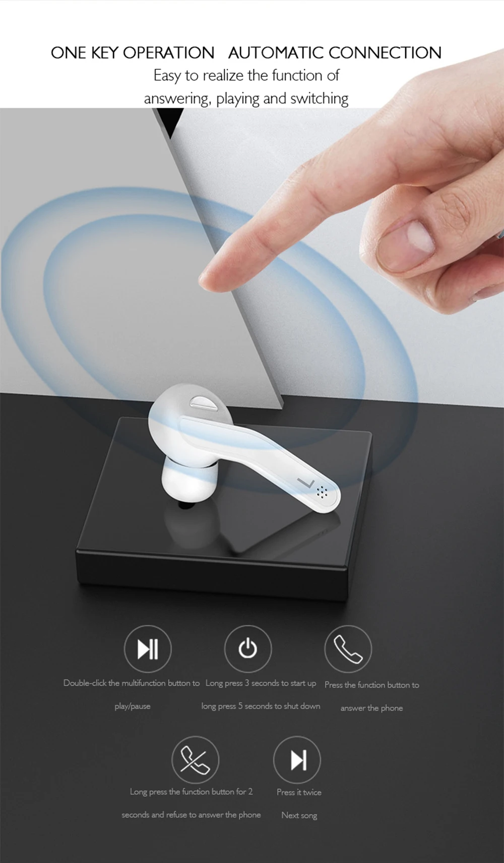 Bluetooth наушники, Bluetooth 5,0, бинауральные наушники для звонков, Спортивная гарнитура, IPX5, TWS, беспроводные наушники для телефона, зарядная коробка, гарнитура