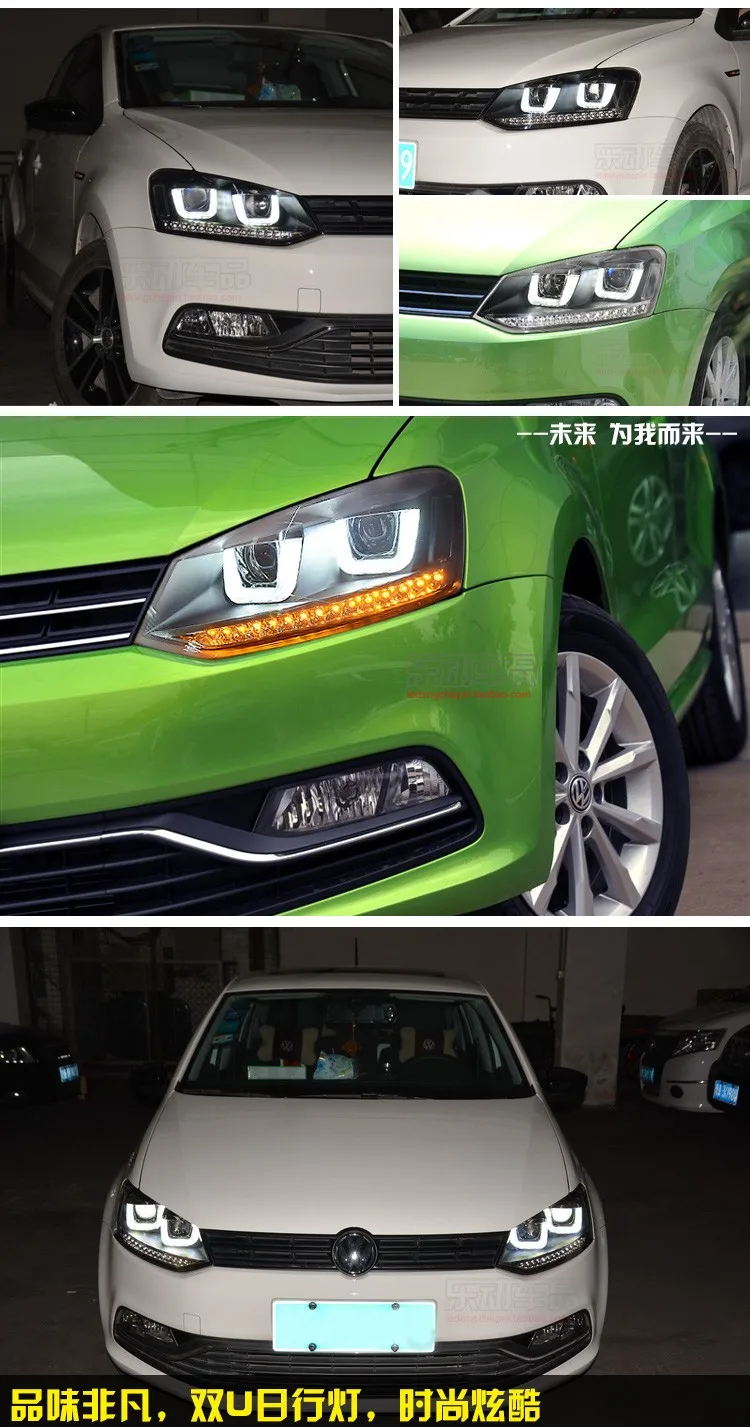 Автомобильный Стайлинг светодиодный HID Rio светодиодный чехол для фары для VW Polo фары 2009- Polo фары Биксеноновые линзы ближнего света
