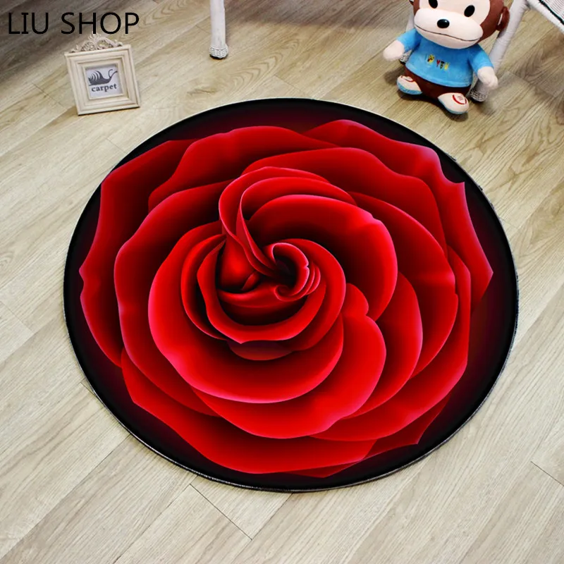 

LIU 3D Colorful Floral Rose Carpet Anti-slip Creative Flower Print Doormat Area Rugs for Living Room Bedroom Alfombra Tapis