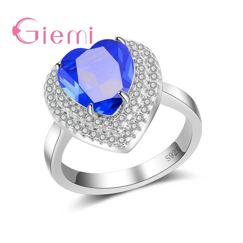 

Real 925 Sterling Silver Women Rings Unique Double Heart Design Romantic Ring Fashion Elegant Jewelry Gift For Ladies