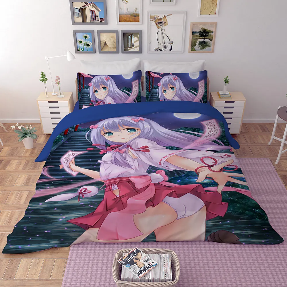 Японское постельное белье с аниме набор eromanga sense Izumi Sagiri с принтом наволочки пододеяльник набор мультфильм кровать комплект дропшиппинг
