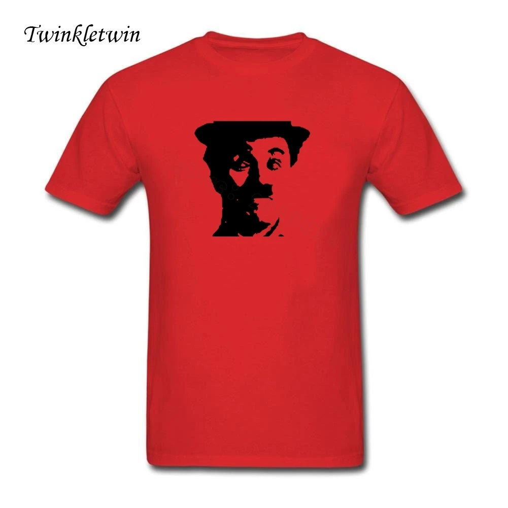 Лето 2018 натуральный хлопок молодежи Чарли Чаплин футболка Для мужчин низкая цена