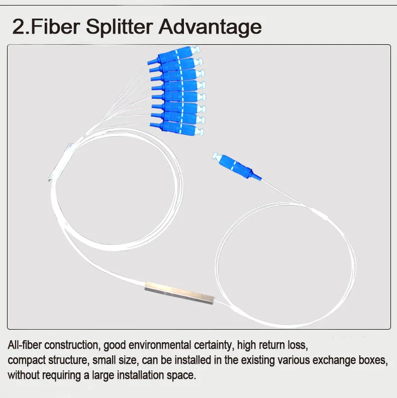 10 Pcs Nieuwe SC-PC Enkele Modus PLC Fiber Splitter1x8 0.9mm Kale Glasvezel Mini Stalen Buis Bundel Connector Gratis Supermicro
