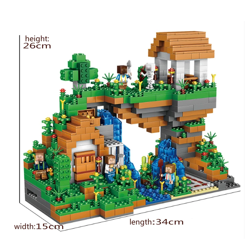 957 шт. мой мир скрытые водопады совместимые майнкрафт строительные блоки кирпичи