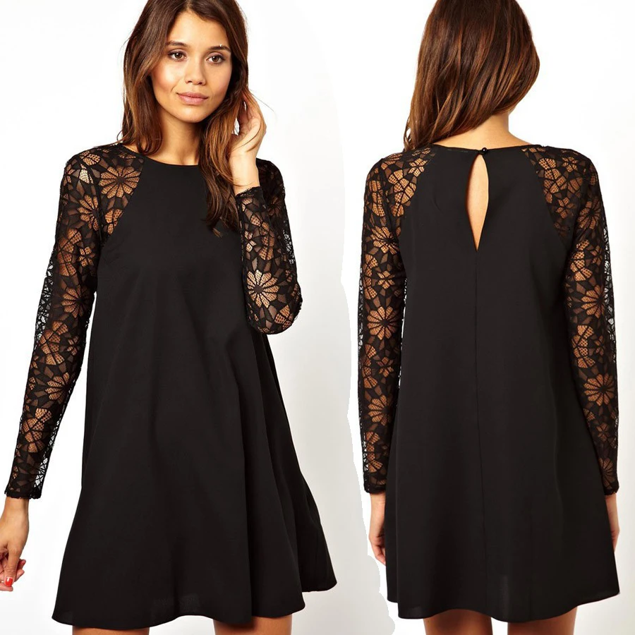 Vestidos 2015 Summer Style New Fashion Women's Sexy Lace Dress Knee-length O neck Casual D003 | Женская одежда