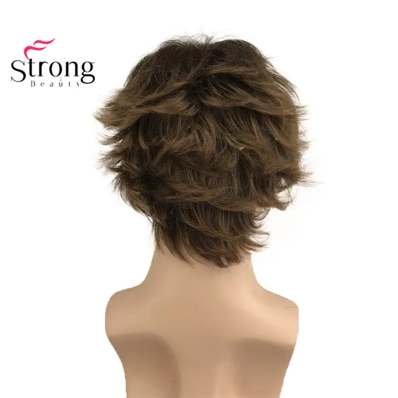 StrongBeauty черный короткий мужской парик Синтетический Полный парик для мужчин