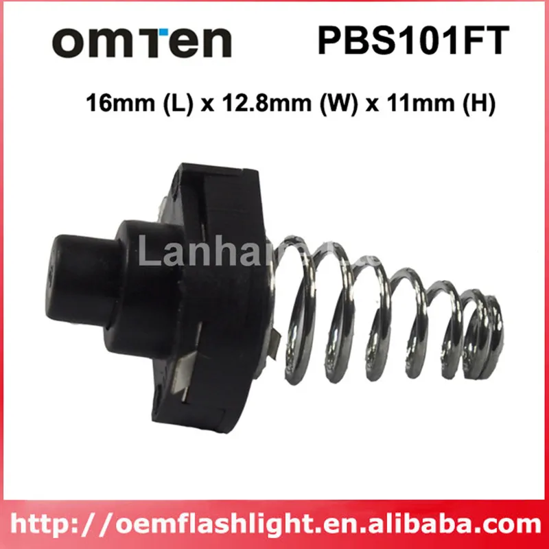 

OMTEN PBS101FT 16mm(L) 12.8mm(W) x 10mm(H) LED Flashlight Clicky Switch - Black (5 pcs)