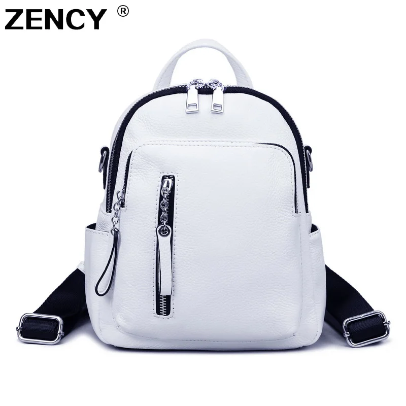 Женский рюкзак ZENCY Silver Hardware100 % из натуральной коровьей кожи белый для покупок