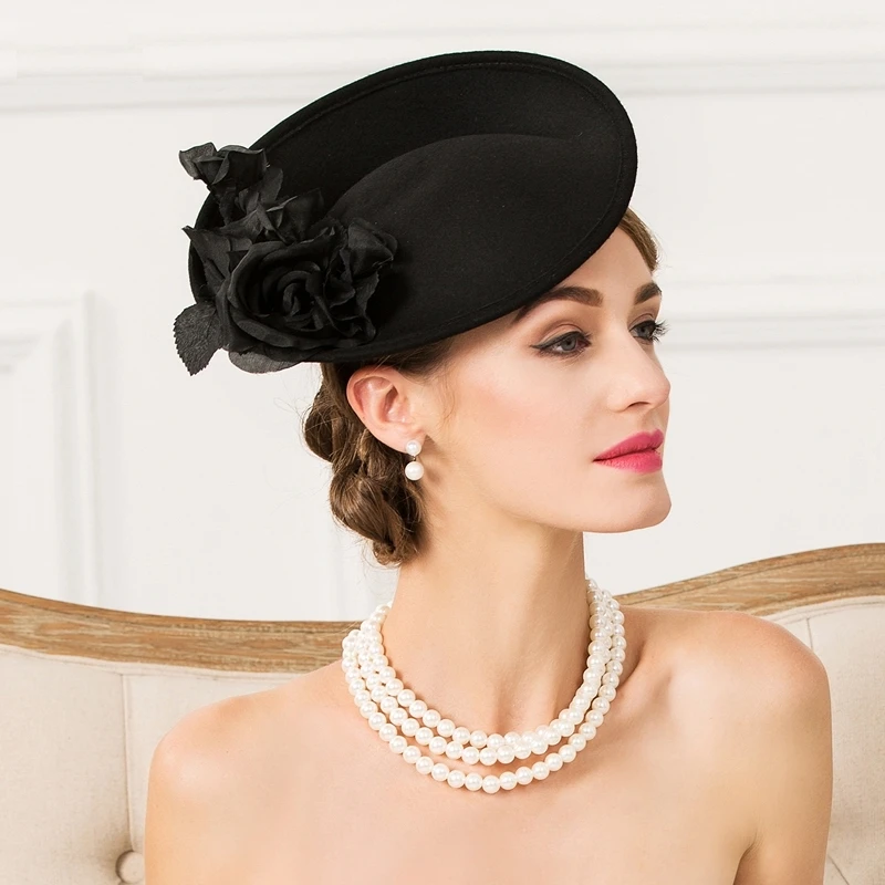 Lady Fedoras Hat взрослых британской моды шерсть шляпа девушки составляют платье шляпа Женская Праздничная обувь шляпа Для женщин церкви Кепки