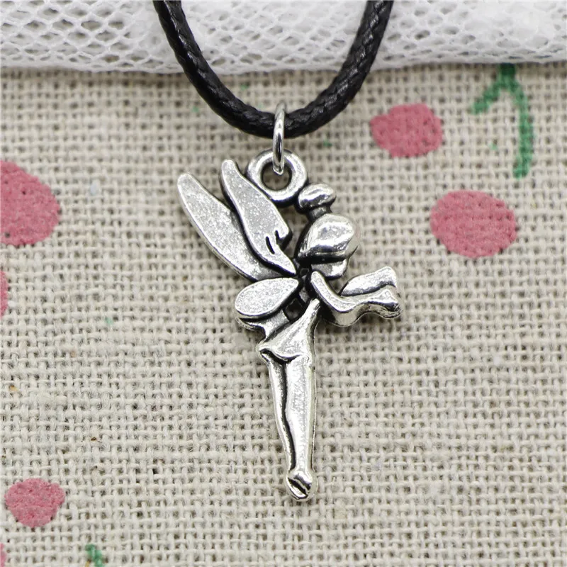 Новая мода Антикварные Серебряные Подвески Ангел Фея tinkerbell 25*15 мм Кулон Цепочки и