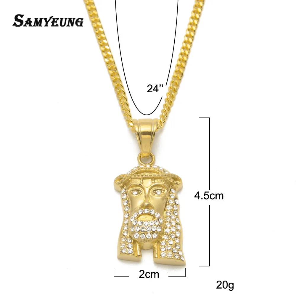 Samyeung Hiphop Stainless Steel Jesus Gold Necklaces for Male Hip hop Necklace Women Neckless Steampunk Jewellery Bijoux Femme | Украшения