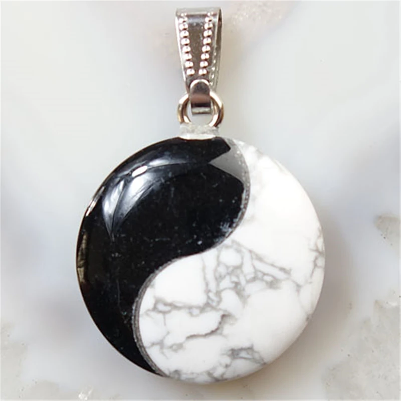 3 шт. белый хавлит и черный камень Инь Янь Тай Чи Подвеска бусина для сплетения