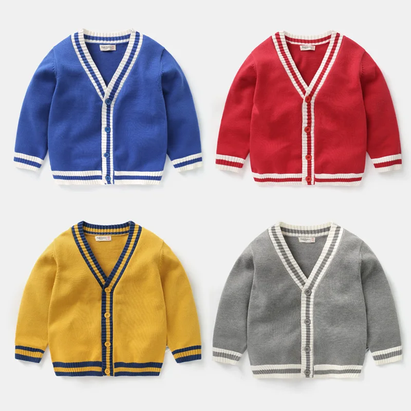 Детский вязаный кардиган с V-образным вырезом на осень | Мать и ребенок