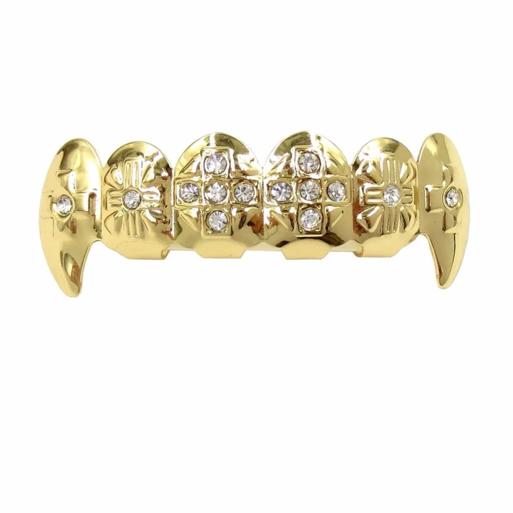 Золотые зубные грили верхние и нижние колпачки набор гриля украшения в стиле