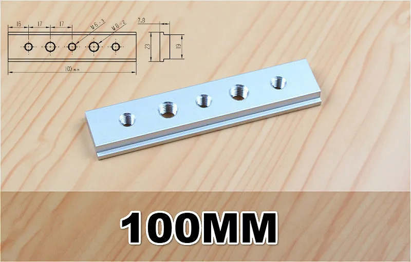 100mm with hole 100 мм, 200 мм, 300 мм, 450 мм, алюминий, M6, M8, скользящая плита, Т-образный слот для торцовочной дорожки, крепежный слот, деревообрабатывающий инструмент, фрезерный стол, инструменты - Цвет: 100mm with hole