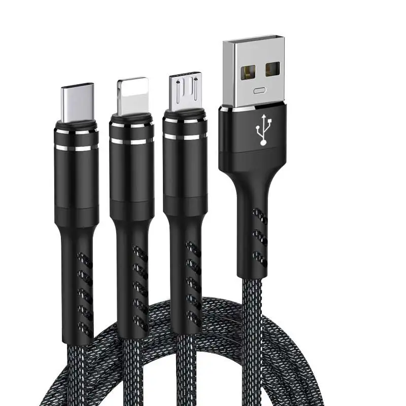 Black Usb зарядный кабель для huawei samsung type-c кабель для xiaomi oppo multi 3 в 1 зарядный шнур для oneplus Быстрый micro usb кабель - Цвет: Black